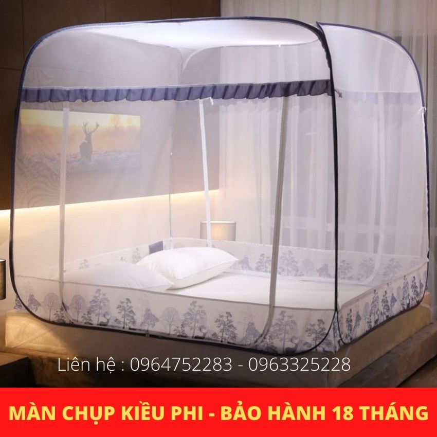 Mùng chụp tự bung người lớn đỉnh vuông Kiều Phi - Màn chụp tự bung có viền chân chống muỗi tuyệt đối