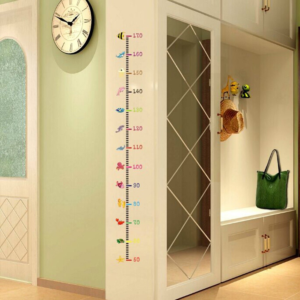 Miếng dán đề-can hình thước đo chiều cao của bé, gỡ ra dễ dàng