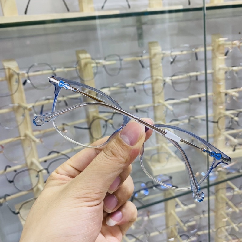 Gọng kính nữ nhựa dẻo không độ chống tia uv,càng kính kiểu cây đàn