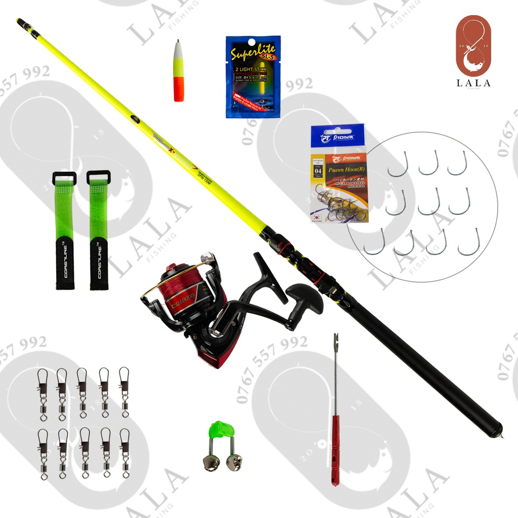 Combo Cần tôm Coastline X-Wonder Surf Casting (đọt đặc), Máy CL Challenge CH-2500 và bộ phụ kiện