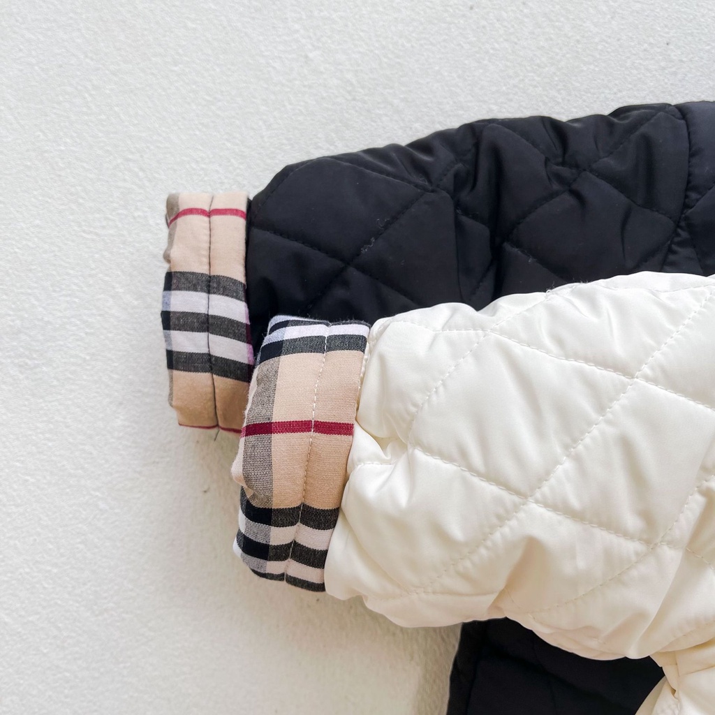 Áo khoác phao giữ ấm mùa đông họa tiết kẻ ô phong cách phương Tây cho bé 0-3 tuổi