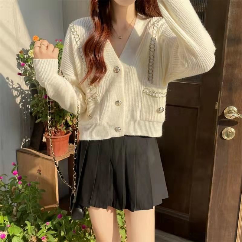 Xiaoxiang Áo Khoác Cardigan Dệt Kim Cổ Chữ v Dáng Ôm Cao Cấp Phong Cách Niche Slimmer Look Top  tao bao