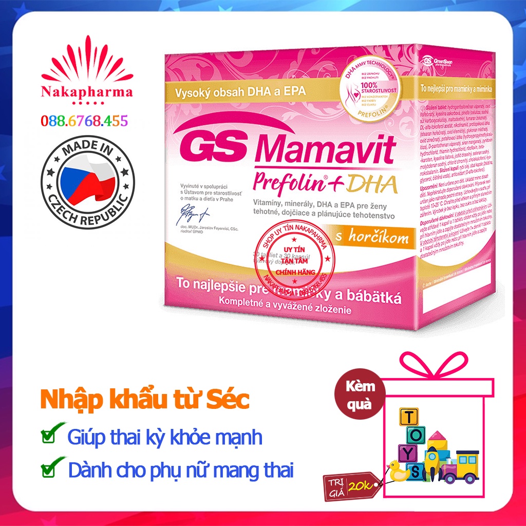 [KÈM QUÀ] GS Mamavit Prefolin + DHA từ Séc – Bổ sung vitamin và khoáng chất cho bà bầu, giúp thai kỳ khỏe mạnh