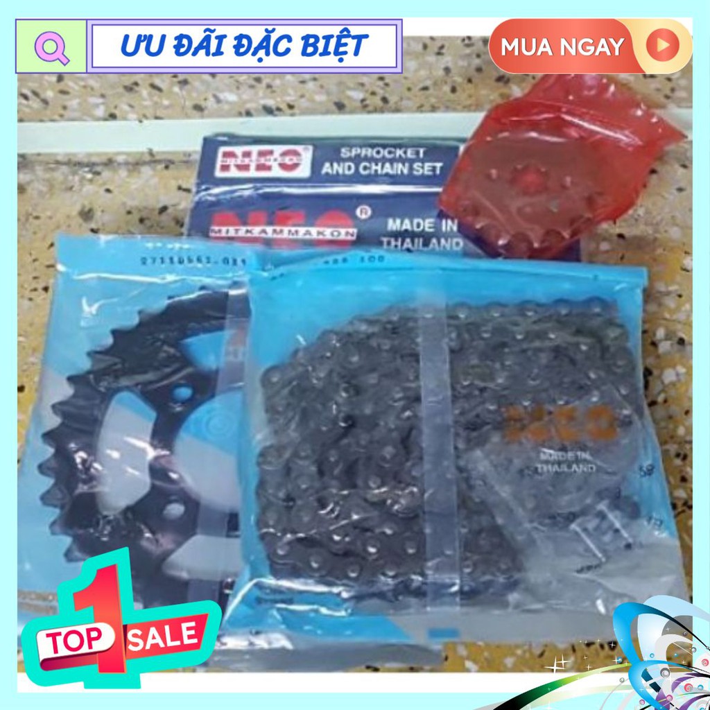 Nhông sên đĩa Thái Smart Viva 428-100L, 14Tx35T Mitkam Makon Neo, nhông xích suzuki
