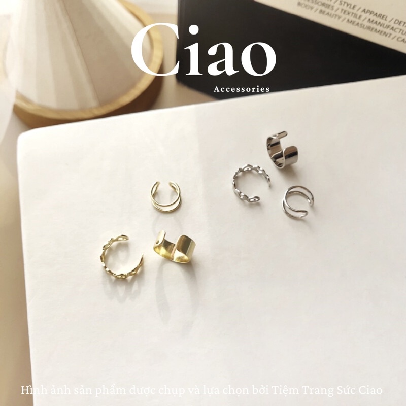 [HOẢ TỐC 1H] Set 3 khuyên vành tai/ kẹp vành tai mạ bạc phong cách mã 17 Ciao accessories