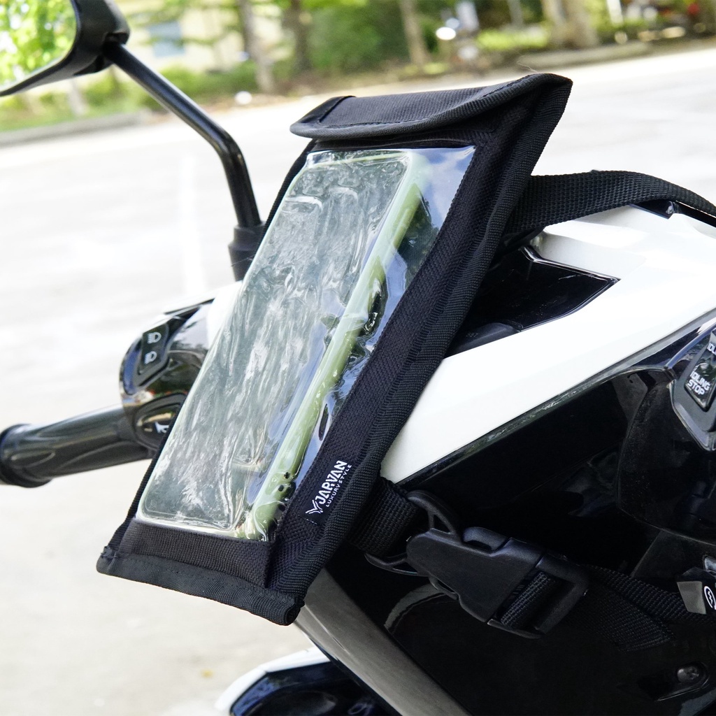 MỚI - Túi Treo Đầu Ghi Đông Xe Máy Chiều Dọc Xem Google Map, Chứa Đồ, Chạy Grab