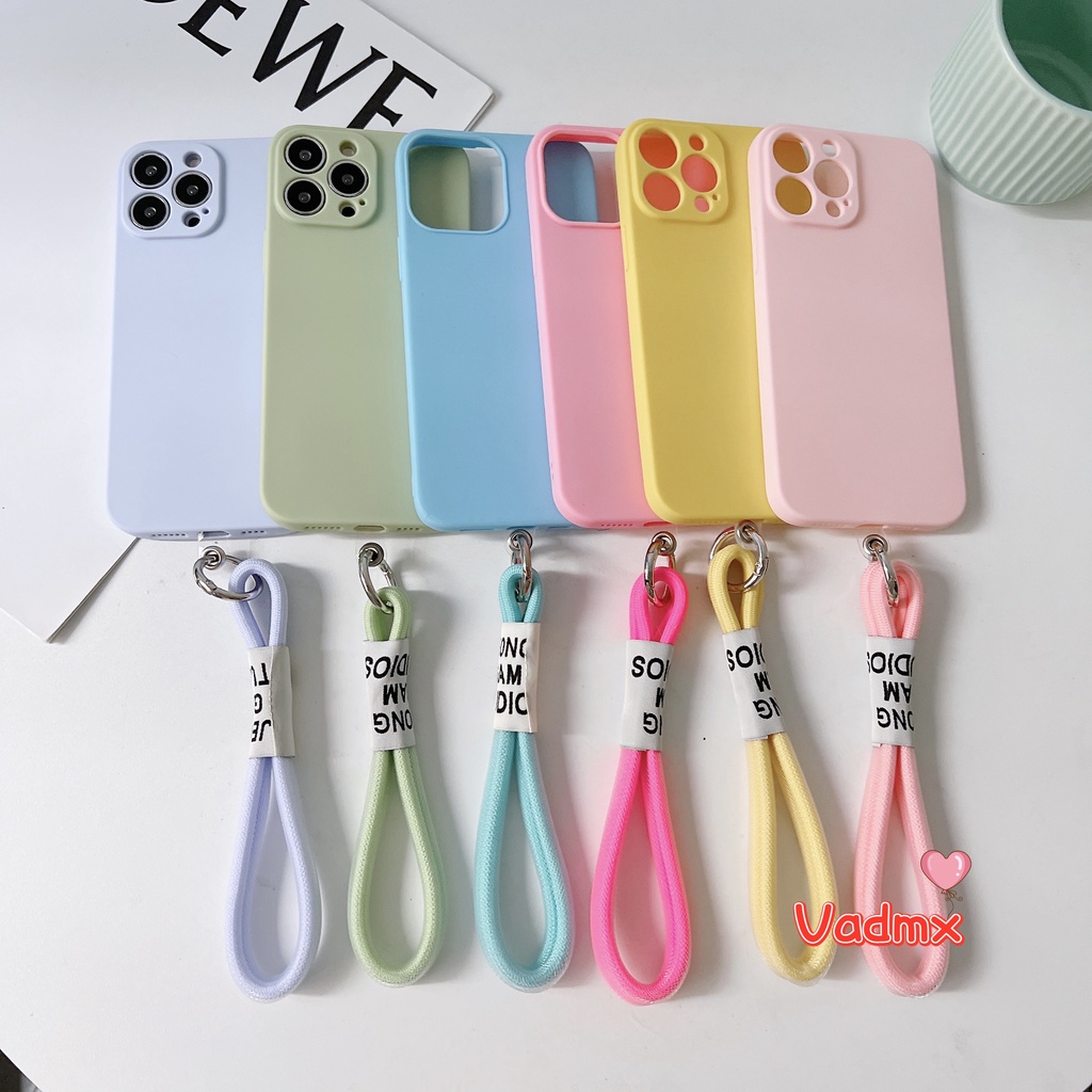 Ốp Điện Thoại Mềm Nhám Màu Kẹo Đơn Giản Có Dây Đeo Cho Samsung Galaxy J8 J6 Plus A6 + 2018 J7 J5 Pro 2017