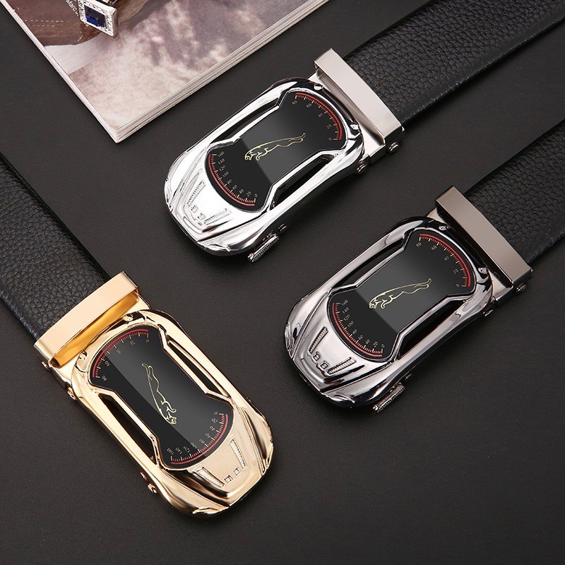 Thắt lưng da PU nam cao cấp, khoá tự động nấc thang dây dài 1.2m, mặt báo TL01, AZA Mall