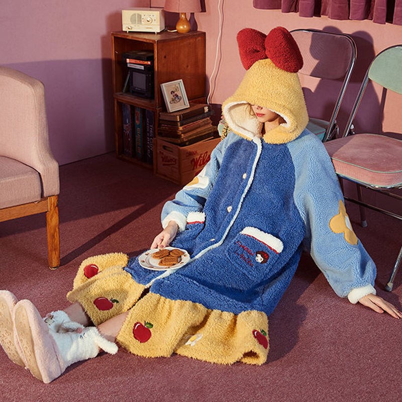 {Nightgown} Đầm Ngủ Ngủ Bằng Lông Cừu San Hô Dày Dặn Màu Trắng Tuyết Mùa Thu Đông Dành Cho Nữ Sử Dụng Tại Nhà Xa1D &----&*&*-*--*-- | BigBuy360 - bigbuy360.vn