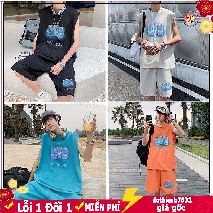⚡️ HÀNG HOT ⚡️ Bộ thể thao ba lỗ nam nữ COCA unisex, set đồ tập gym sát nách dáng rộng phong cách Hàn Quốc vải mát