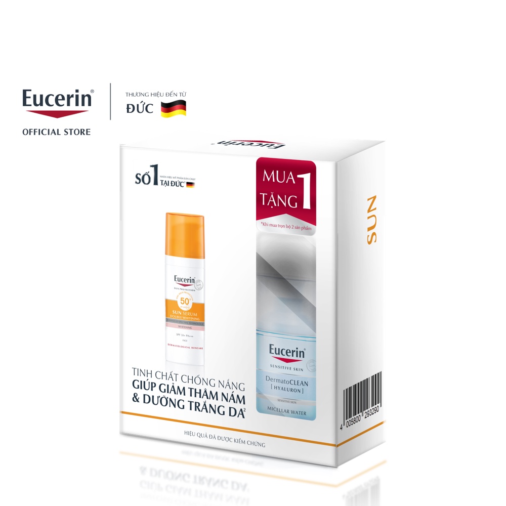 [Mua 1 tặng 1]Kem chống nắng Eucerin Double Whitening Serum SPF50+ -87997 Tặng 1 Tẩy trang Eucerin Dermato Clean-83581