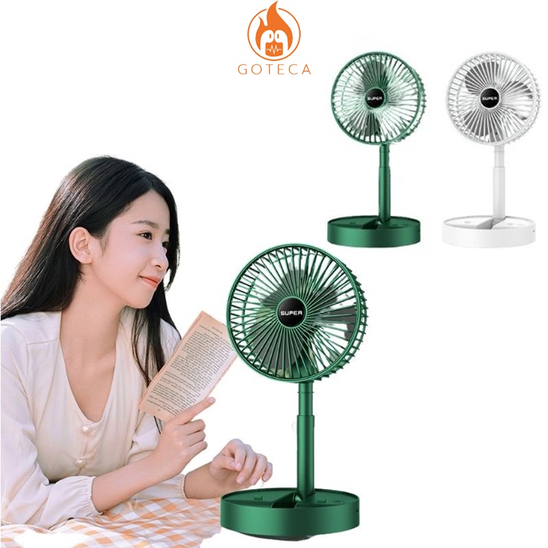 Quạt tích điện Super 3 cấp độ mini để bàn gấp gọn tiện dụng thời gian sử dụng tới 8 tiếng - Phụ kiện ati