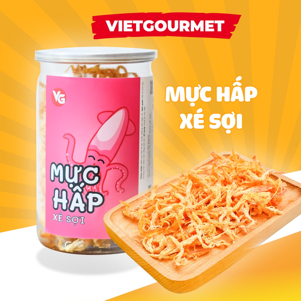 Mực hấp nước dừa xé sợi ăn liền VIETGOURMET/ Mực hấp nguyên vị dai không bột/ Đặc sản miền Trung ăn vặt | BigBuy360 - bigbuy360.vn