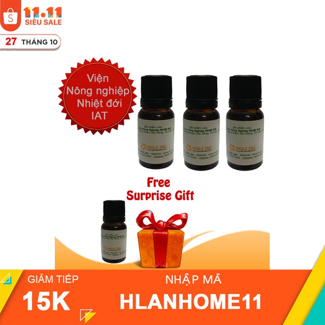 (FREE SHIP) [Nhập mã HLANHOME11] Bộ 3 chai tinh dầu sả chanh 10ml tặng 1 chai 5ml (Viện nông nghiệp nhiệt đới IAT)