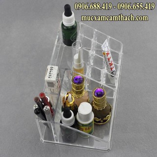 Khay nhựa Mica 16 ngăn đựng dụng cụ phun xăm, mỹ phẩm