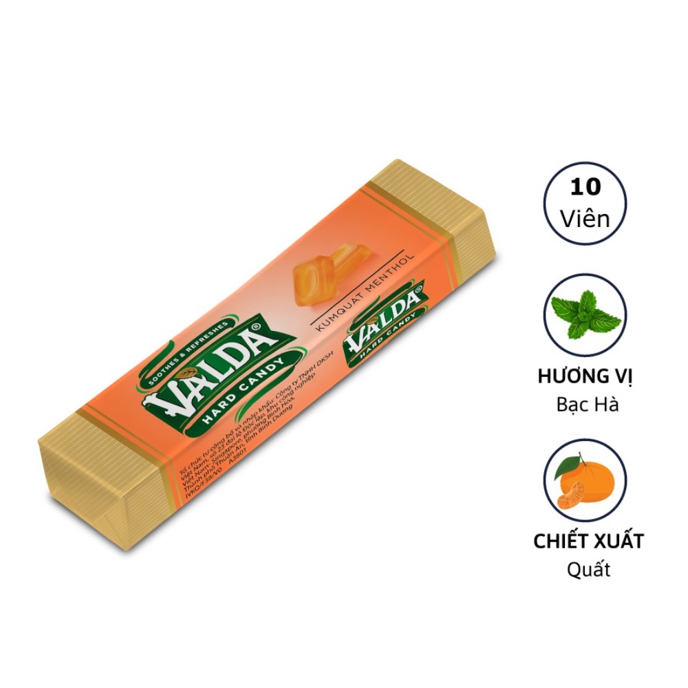 Combo 1 hộp kẹo ngậm Valda 50 viên/hộp và 3 gói kẹo dẻo Valda 20 viên/gói và 3 thanh kẹo Valda Hardy các vị