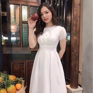 Váy Đũi Cúc Bọc - Đầm Dự Tiệc
