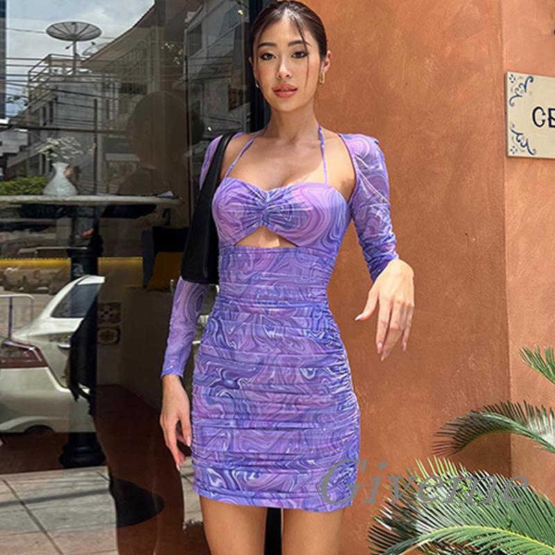 Đầm Hoa Tay Dài Dạng Quấn Thời Trang Dành Cho Nữ