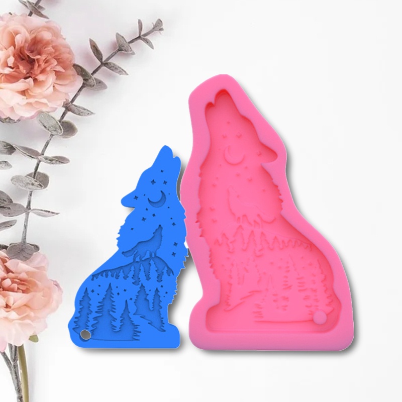 Khuôn Làm Móc Khóa / Trang Sức Hình Sói Bằng Nhựa Resin Độc Đáo DIY