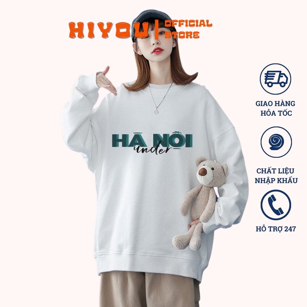 Áo Sweater chất NỈ under Hà Nội, ÁO phom Unisex  Rộng Cho cả  Nam và Nữ 100% Cotton  -In Hình Local Brand 2