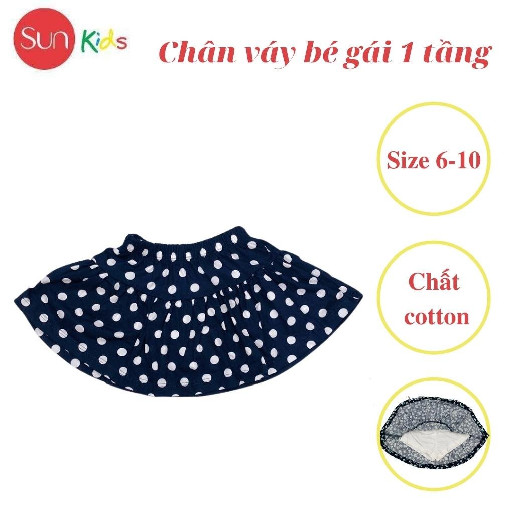 Chân váy cho bé, đầm bé gái 1 tầng, chất cotton, có quần đùi trong, size 6-10 - SUNKIDS1