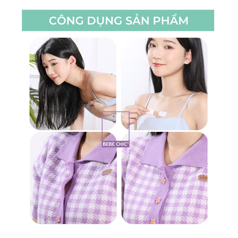 36 băng dính cố định quần áo BEBECHIC - Miếng dán chống lộ, hở ngực, vai áo unisex