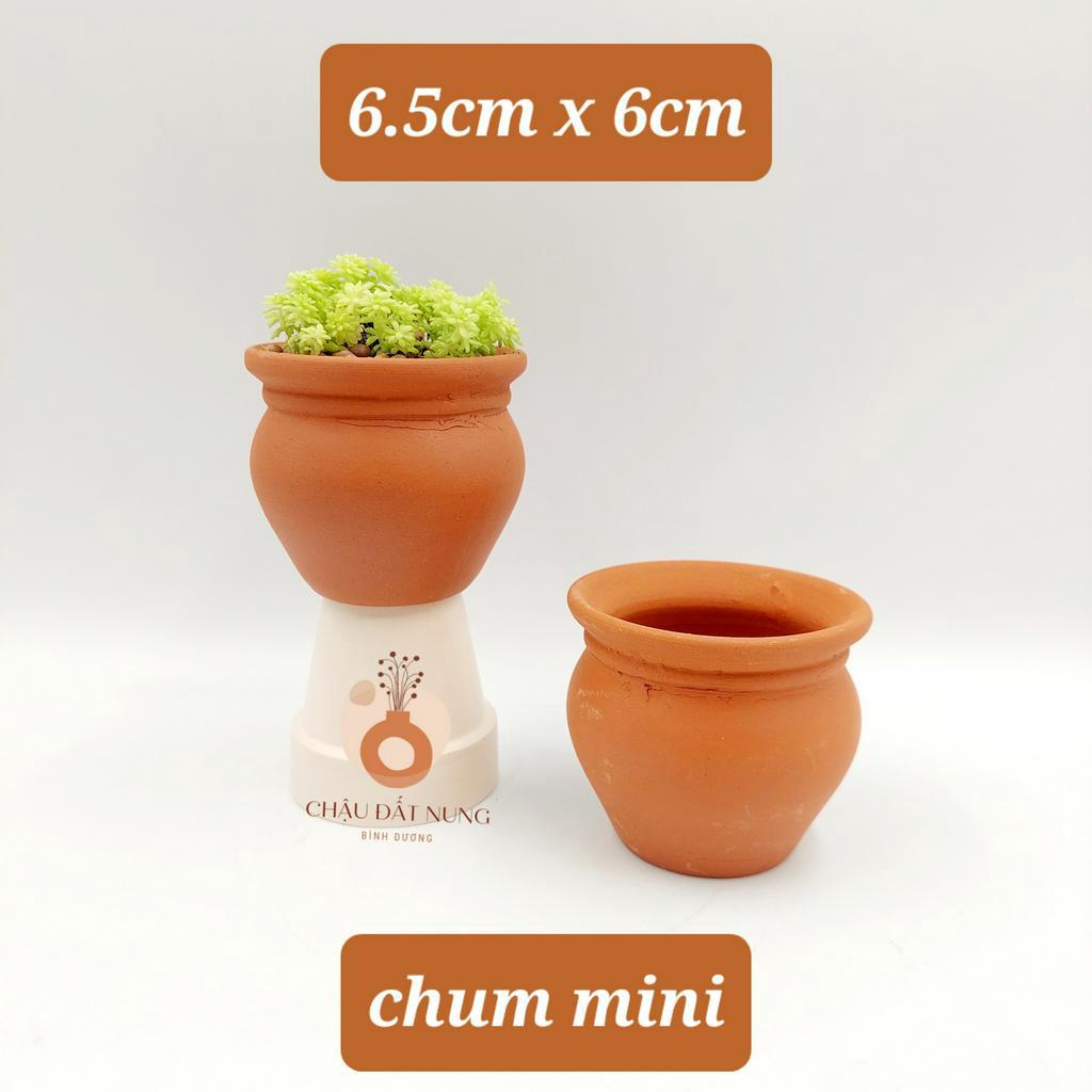 Chậu đất nung, chậu sen đá - Chum mini, miệng chậu 6.5cm, chiều cao 6cm