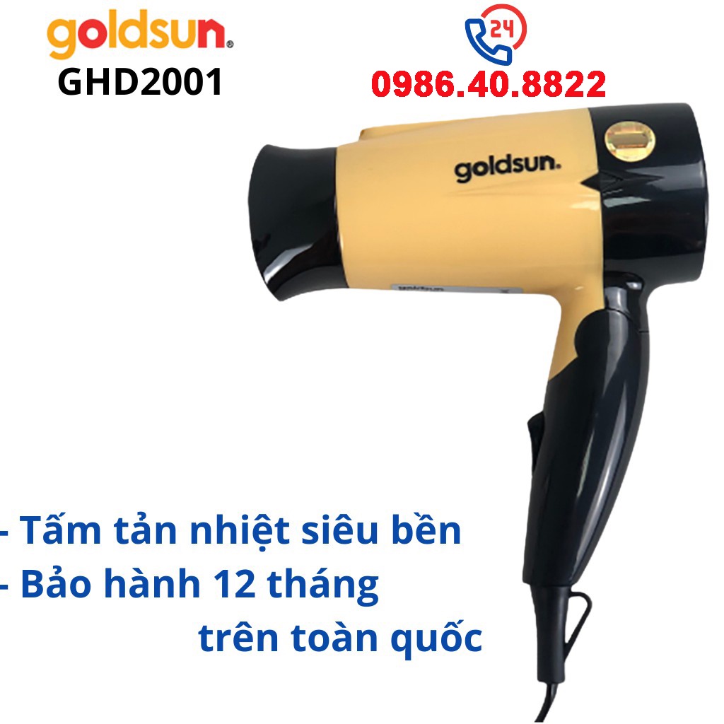 Máy sấy goldsun, Máy sấy tóc Goldsun, may say toc công suất 1000W có thể gấp, bảo hành chính hãng 12 tháng 10101532