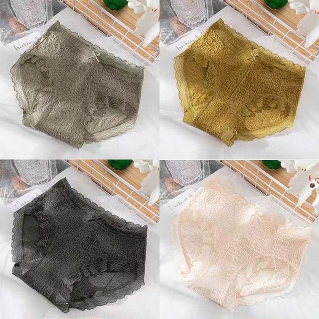 [083] Set 4 Quần Lót Nữ Cotton Cao Cấp Viền Ren Đính Nơ - Đồ Lót Quần Chíp Nữ Thông Hơi Kháng Khuẩn FreeSize Dưới 62kg