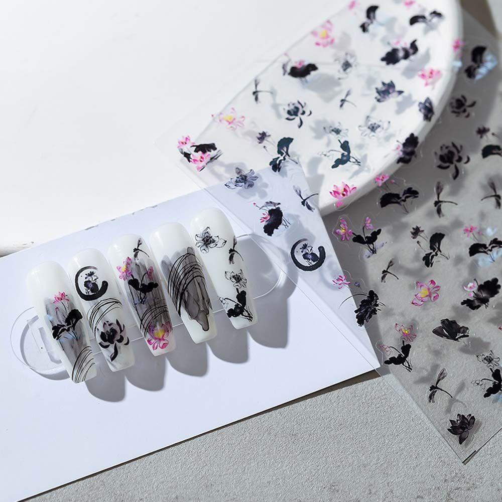 OCEANMAP Miếng Dán Trang Trí Móng Tay Hình Quạt Phong Cách Trung Hoa Thời Trang