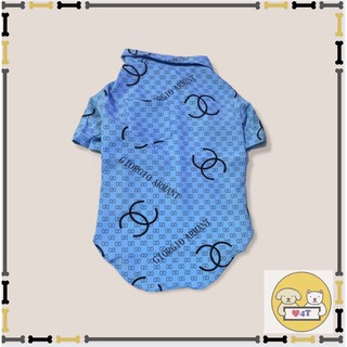 ❤️ freeship ❤️ áo sơ mi chó mèo thú cưng hoạ tiết channel xanh