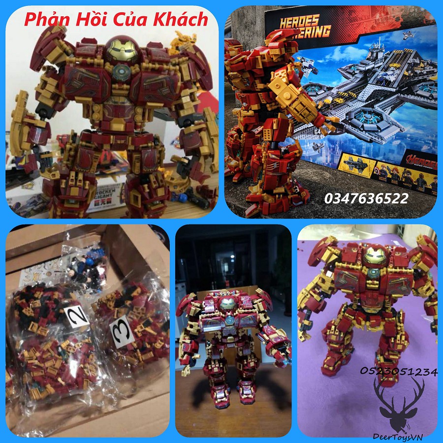 [1450 CT - Hộp Giấy] Bộ Đồ Chơi Lắp Ráp Xếp Hình Mô Hình Lego Người Sắt, Lego Iron Man Hulkbuster, Marvel – SIÊU TO