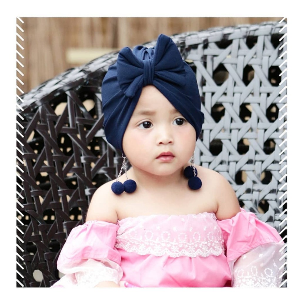 Mũ Turban Trùm Tai / Khăn Turban Hai Lớp Đính Bóng Lông Cho Bé Sơ Sinh 3 Tuổi