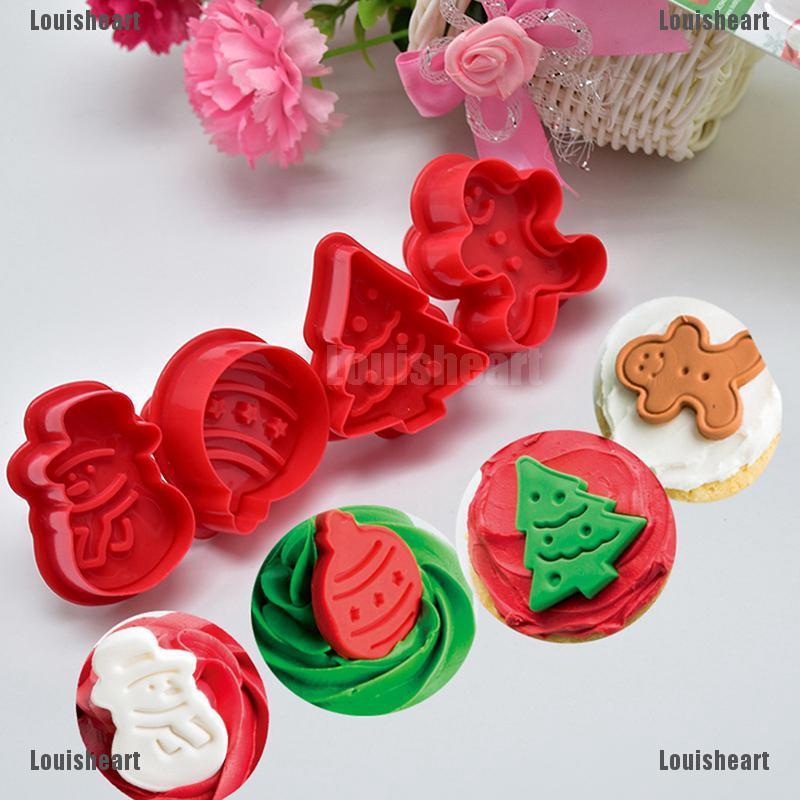 Bộ 4 Khuôn Làm Bánh Quy Hình Giáng Sinh 3d