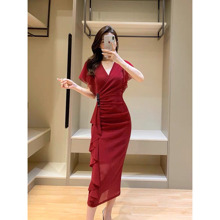 Đầm body thiết kế nhún eo váy dự tiệc hàng cao cấp phong cách, thời trang - Vebee Store