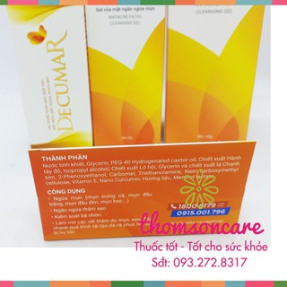 Trị mụn Decumar dạng kem và sữa rửa mặt