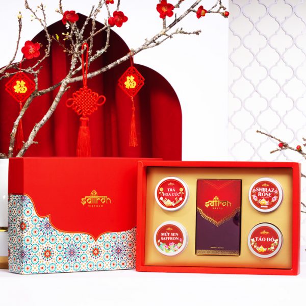 Bộ quà Nhụy hoa nghệ tây Saffron Việt Nam kèm quà tặng và trà hoa cao cấp