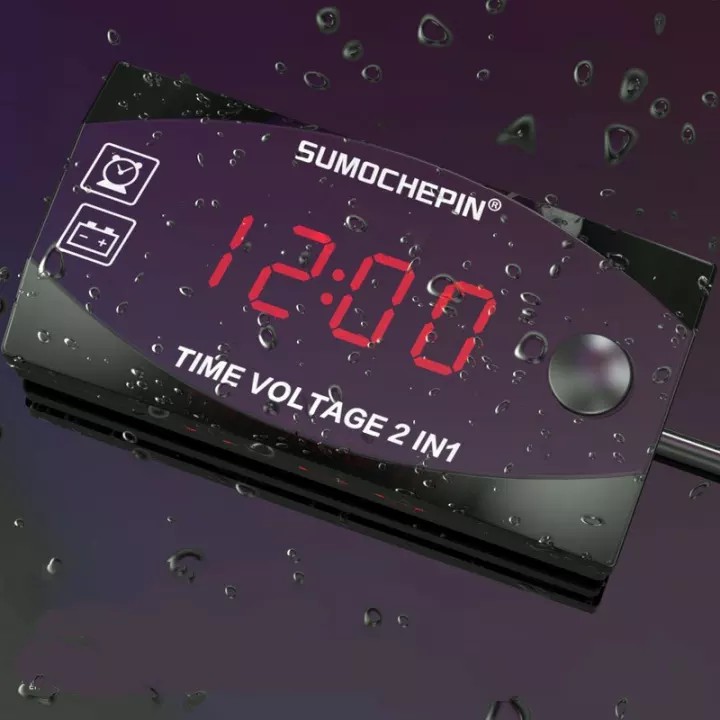 Đồng hồ đo vôn 2in1 (thời gian, vôn bình) cho xe máy