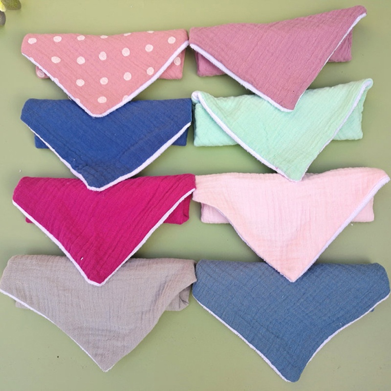 Yếm Ăn Tam Giác Vải Cotton Mềm Thấm Hút Tốt 17 Màu Lựa Chọn Dành Cho Em Bé