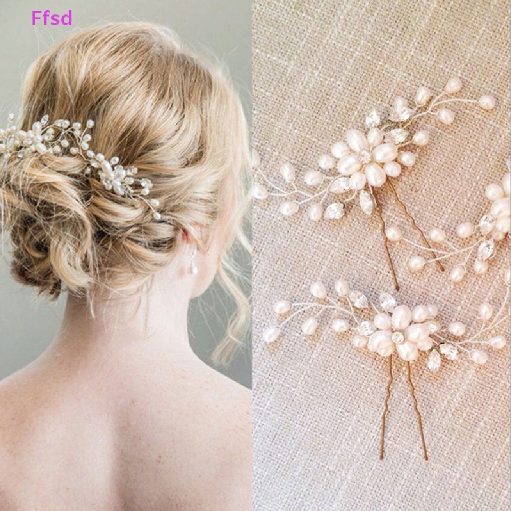 {Ffsd} Trâm Cài Tóc Pha Lê Hình Hoa Đính Ngọc Trai Thủ Công Thanh Lịch Trang Trí Cô Dâu / Tiệc Cưới * Bán Chạy