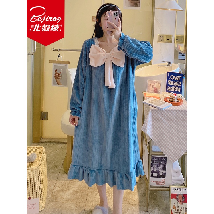 Đầm Ngủ Flannel Dày Dặn Dáng Dài Thời Trang Thu Đông Cho Nữ | BigBuy360 - bigbuy360.vn