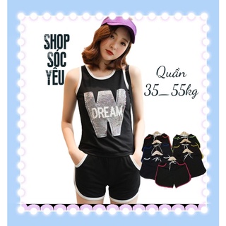Quần đùi thể thao nữ, vải thun, viền đủ màu