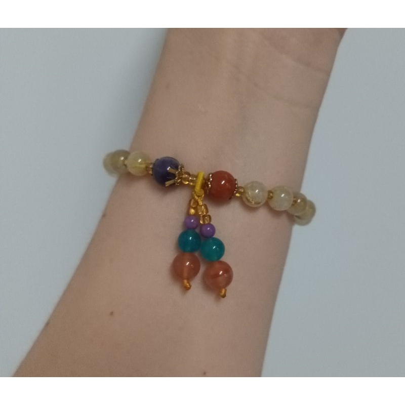 Vòng tay nữ đá tóc vàng thanh tẩy thu hút năng lượng tích cực may mắn