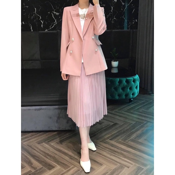 NKN Design - Vest Nữ Dài Tay Màu Hồng, Elegant