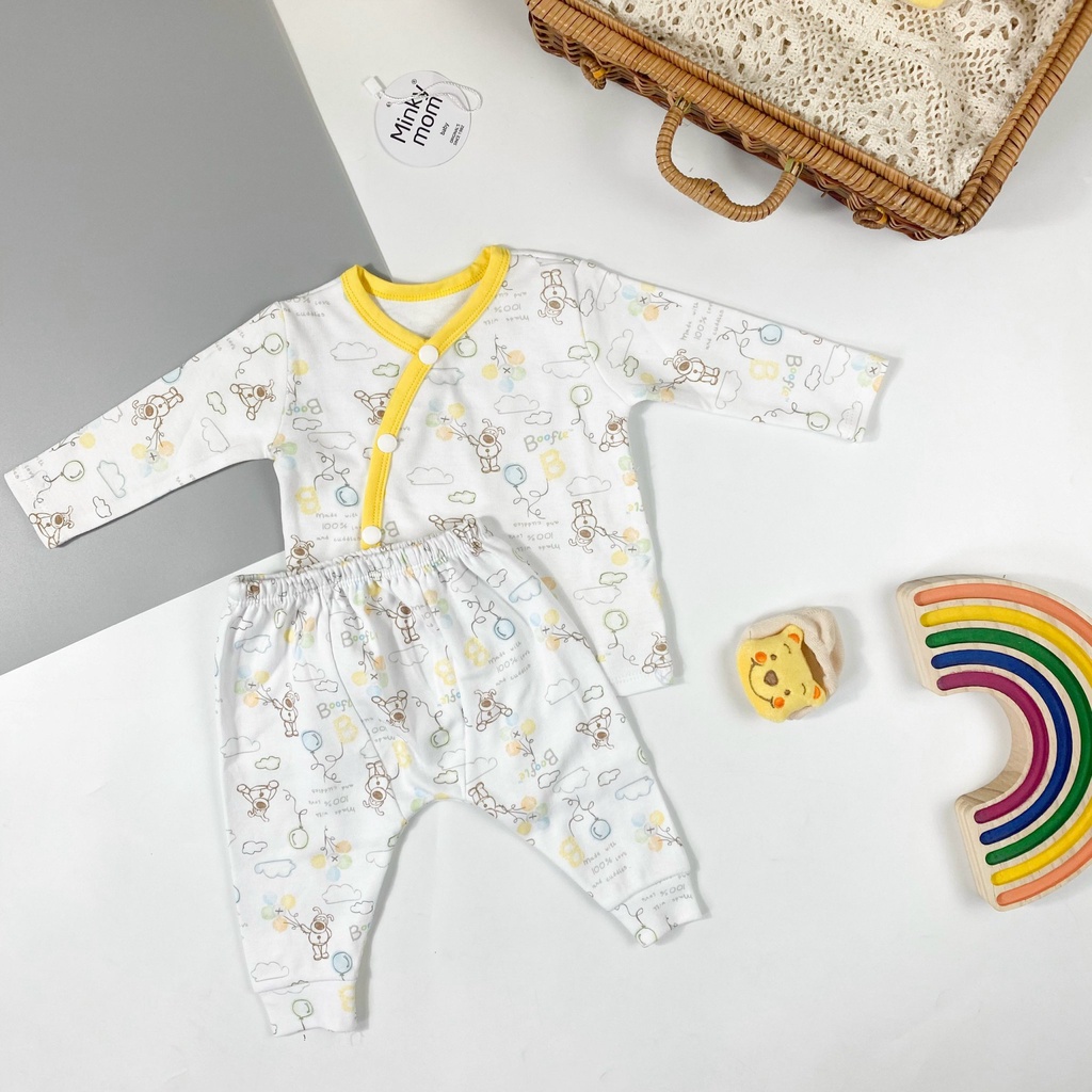 Bộ quần áo trẻ em minky mom, đồ sơ sinh dài tay chất cotton hàn cho bé trai bé gái -1040