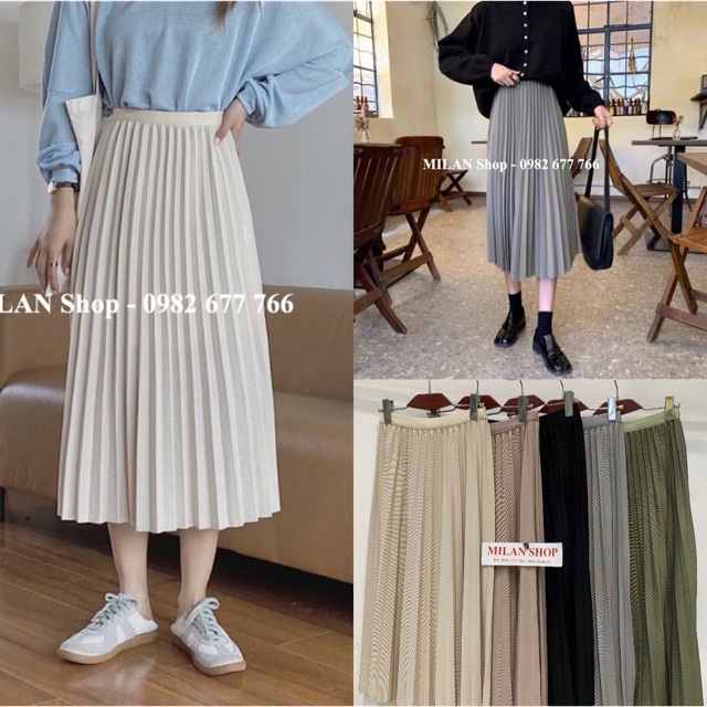 Chân váy xếp lynhiều màu mới lạ