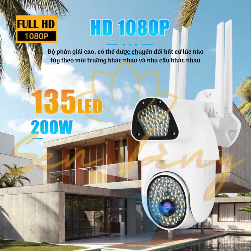 [Kèm thẻ nhớ] Camera giám sát ngoài trời V380 135LED quan sát ban đêm có màu Camera phát hiện chuyển động