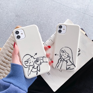 Ốp điện thoại màu trắng hình cặp đôi tình yêu thích hợp cho IPhone6 7Plus 8Plus XS 11 Pro Max 12