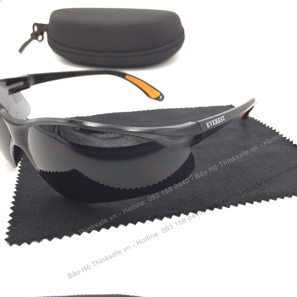 Kính bảo hộ lao động Everest Thinksafe, mắt kính chống bụi đi đường, chống tia UV, bảo vệ mắt đa năng - EV202 màu đen