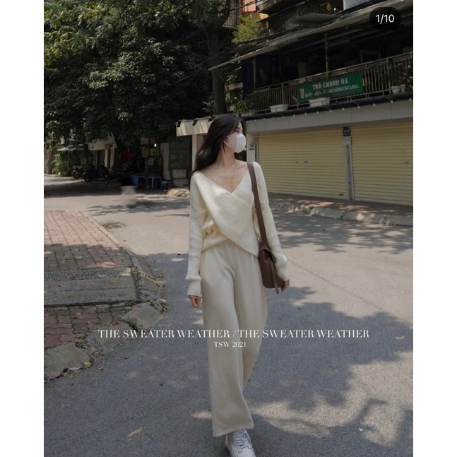 Áo len xoắn chéo ngực siêu tiểu thư kèm ảnh thật | BigBuy360 - bigbuy360.vn